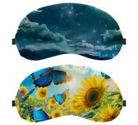 Flying Butterflies Among the Sunflowers 2-Pack Light-Blocking Soft Breathable Sleep Mask Eye Patch Eye Cover