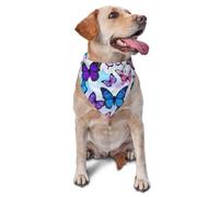 Flying Butterflies Print Dog Bandana Scarf Adjustable Triangle Pet Bib Cat Kerchief Washable Puppy Neckerchief for Birthday Holiday Party