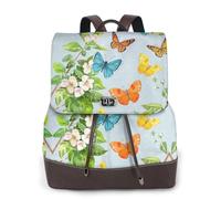 Flying Butterflies Print Women Fashion Backpack Ladies Pu Leather Backpacks Handbag Waterproof Rucksack Travel Backpack with Flap