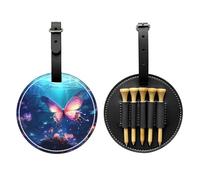 Flying Butterfly Black Golf tee Storage Bag, Multifunctional Golf tee Storage Bag for Men, Durable PU Material