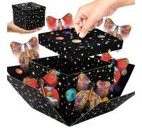 Flying Butterfly Explosion Gift Box with 6 Pcs Flying Butterflies, Surprise Birthday Gift Box with Butterfly, Surprise Cake Boxes for Birthday, Anniversary, Wedding,Graduation Special Occasions Stars