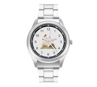 Flying Butterfly from Book Men's Steel Strap Watch Easy Reader Casual Silver Dial Fashion Analog Watches