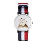 Flying Butterfly from Book Wrist Watches Nylon Braided Strap Non-Scale Work Casual Watch