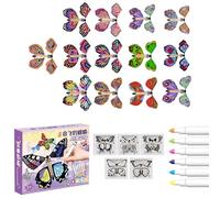 Flying Butterfly Toy - Painted Craft Card Set, 8.27x6.89x1.57 inches Butter-fly Wind up Magic Cards, Rubber Band Powered Wind up Toy Card | Handmade Magic Fairy Flying Butterfly for Kids