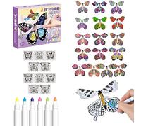 Flying Butterfly Toy, White Painting Magic Butterflies Handmade Butterfly Toy Wind up Butterfly Magic Wind Up Butterfly Flying Cards Flying Butterfly for Colorful Bookmark C