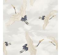 Flying Cranes Wallpaper Catherine Lansfield White One Size