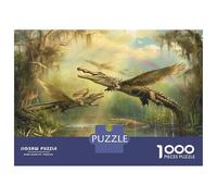 Flying Crocodile Jigsaw Puzzles 1000 Pieces with Clean Edges Centenary Jigsaws Prehistoric Bird Wetland As A Concentration Training Puzzle for Decompression And Decor 38x26cm/1000pcs