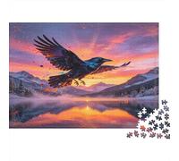 Flying Crow Jigsaw Puzzle for Adults 1000 Piece Jigsaw Puzzle Paper Sunset Lake Mountain Scenery Relaxation Home Decoration Focus 38x26cm/1000pcs