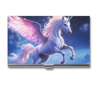Flying Cute Unicorm Horse Business Card Holder for Men Women