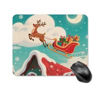 Flying Deer Mouse Pad Cute Square Mouse Mat Leather Non-Slip Rubber Base Mousepad Waterproof Computer Mouses Pad for Laptop Wireless Mouses Keyboard Home Office 20 * 25cm