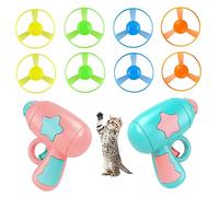 Flying Disc Launcher for Cat 10Pcs/Set, Cute Colorful Interactive Cats Chasing Saucer Shooter Toy for Indoor Outdoor Training