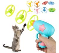Flying Disc Launchers Toy, Cat Fetch Toy Launchers with Colorful Flying Propellers Set, Fun Dragonfly Catapults Pistol Toys, Playing Tracking Interactive Toys for Cats & Dogs