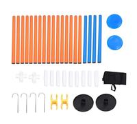 Flying Disc Outdoor Game Set, Bottle Drop Disc Toss Game with Stainless Steel Pole and PVC Components, Portable Lawn Beach Backyard Party Game for Families and Adults (Blue)