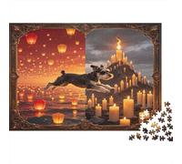 Flying Dog at Night 1000 Piece Jigsaw Puzzle Paper for Adults Candlelight Lantern Scene Relaxing Decoration 52x38cm/1000pcs