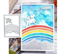Flying Dog Rainbow Cloud Metal Die Cuts,Dog Frame Cat Square Cutting Dies Cut Stencils DIY Scrapbooking Decorative Embossing Paper Scrapbooking Card Making