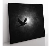 Flying Dove Bird Painting Modern Canvas Wall Art Print Ready to Hang, Framed Picture for Living Room Bedroom Home Office Décor, 35x35 cm (14x14 Inch)