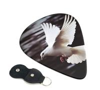 Flying Dove Guitar Picks 6 Pack with Leather Guitar Pick Holder Keychain, Plectrum Key Fob Cases Bag, Abstract Art Plectrum for Acoustic Electric Guitar, Ukulele 0.71mm