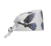 Flying Dove Picture Cleaning Working Cap Chef Hat for Women and Men, for Surgical, Nursing Black