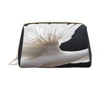 (Flying Dove) Print Pu Leather Makeup Bag with Zipper Pocket Compact Organizer for Travel/Purse