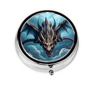 Flying Dragon A Round Mini Pillbox with Three Compartments for Storing Vitamins, Fish Oil, and Nutritional Supplements.