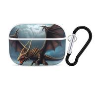 Flying Dragon Airpod Pro Case AirPods 2 Case for Women Hard Shell Protective Cover with Carabiner Keychain Compatible with AirPods Case 2nd 1st Generation, Front LED Visible White