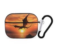 Flying Dragon Airpod Pro Case AirPods 2 Case for Women Hard Shell Protective Cover with Carabiner Keychain Compatible with AirPods Case 2nd 1st Generation, Front LED Visible Black