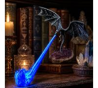Flying Dragon Bookshelf Decor, 3D Printed Fantasy Shelf Light | Dragon Bookend Style Decor, Flame Detail, Gift for Readers and Fantasy Fans
