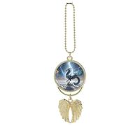 Flying Dragon Car Hanging Pendant, Zinc Alloy Rearview Mirror Charms - Relieve Visual Fatigue, Vintage Keychain Pendant, Lucky Car Interior Hanging Decoration, Golden-Style