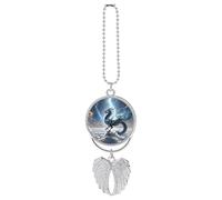 Flying Dragon Car Hanging Pendant, Zinc Alloy Rearview Mirror Charms - Relieve Visual Fatigue, Vintage Keychain Pendant, Lucky Car Interior Hanging Decoration, Silver-Style