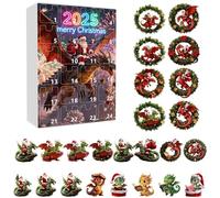 Flying Dragon Christmas Countdown Pendant, 24 Days 2D Flat Acrylic Decorations, 26x18x3.7cm Box, Ornament for Home Car Rearview Mirror, Door, Vacation Party