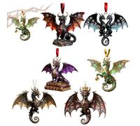 Flying Dragon Christmas Ornament | 6-Piece 2D Acrylic Home Decor Pendant | Christmas Tree Hangable Decoration,for Home Office Hotel School Garden Patio Yard