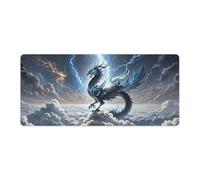 Flying Dragon Desk Mat 40x90cm, Non-Slip Rubber Base with Stitched Edges, Waterproof Desk Pad for Keyboard & Mouse, Large Mouse Pad for Office Gaming