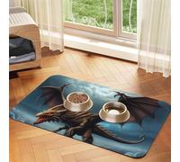 Flying Dragon Dog Food Mats for Floors, 12x18 Inch Non-Slip Super Absorbent Pet Food Mat, Dishwasher Dog Mat for Food and Water, Cute Rubber Quick Dry Pet Feeding Mat for Dogs Puppy Cats