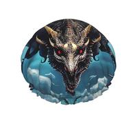 Flying Dragon Double layer women's shower cap, reusable, large size design suitable for all hair lengths, suitable for girls, spa and home salon use.