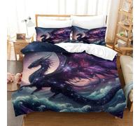 Flying Dragon Duvet Cover 3D Cool Animals Quilt Cover Bedding Comforter Cover with Zipper Closure Soft Fiber Apply to Kids Youth Room Decor 3 Piece Set Soft And Comfortable Single（140x200cm）
