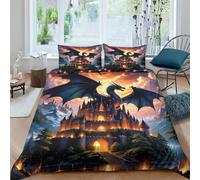 Flying Dragon Duvet Cover Set 3D Print Cool Animals Comforter Cover Bedding Quilt Cover Set Soft Microfiber Apply to Kids Teens 3-Piece With Zipper Closure Winter Soft Room Decor Double（200x200cm）