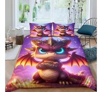 Flying Dragon Duvet Cover Sets For Kids Teens Soft Microfiber Quilt Cover 3D Printed Comforter Cover With Pillowcase Kids Bedding Set Accessories Gifts Present Double（200x200cm）