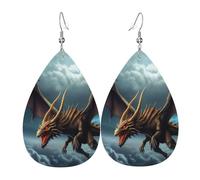 Flying Dragon Earrings for Women Teardrop Dangle Earrings Boho Lightweight Unique Leather Earrings Fashion Pendant for Birthday Gift Fashion Jewelry