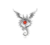 Flying Dragon Evil Eye Brooch Pin Silver Devil Wing Dragon Lapel Pin for Women Men Red Devil's Eye Lucky Charms Brooch Scarf Set Lapel Pin Creative Dress Accessories Theme Party Jewelry, Zinc, no