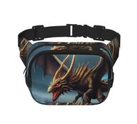 Flying Dragon Fanny Pack For Women Waterproof Adjustable Belt Bags Waist Pack Fashion Casual Crossbody Bags Bum Bag For Running Workout Hiking Traveling, Black, One Size