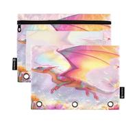 Flying Dragon Flower Field Pencil Pouch for 3-Ring Binder Clear Pencil Case