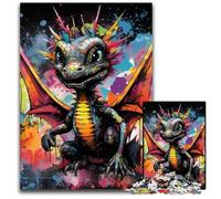 Flying Dragon Graffiti Painting 1000-Piece Jigsaw Puzzle cardboard Jigsaw Puzzles for Adults for Teenagers & Teens, Ideal Birthday 26X38CM/10.23x14.96inch