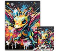 Flying Dragon Graffiti Painting Jigsaw Puzzles for Adults, 1000 Piece Wooden Jigsaw Puzzles for Adults Challenging Brain Teaser for Teenagers, Family Game Night Fun 50x75CM/19.68x29.52inch