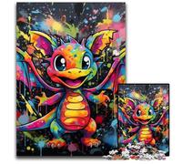 Flying Dragon Graffiti Painting JigsawPuzzle 1000 Pieces for Adults cardboard Jigsaw Puzzles for Adults Ideal DIY Decor & Brain Teaser Gift 26X38CM/10.23x14.96inch