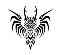 Flying Dragon Head Tattoo Silhouette Facing Forward Mural and Wall Vinyl Decal 42x42.7cm It Won't Fall Off Black
