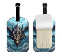 Flying Dragon Leather Luggage Tag-Personalised ID Bag Tag for Suitcase, Privacy Cover Travel Accessory with Strap for Suitcase Backpack