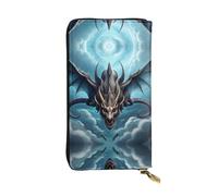 Flying Dragon Long leather wallet, portable credit card holder, zippered coin purse, and ID compartment