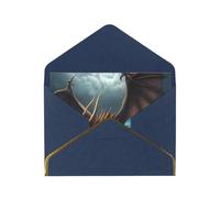 Flying Dragon Luxury Pearl Paper Greeting Card With Gold Border, Blank Inside, With Envelope - Birthday, Wedding, Christmas, Valentine