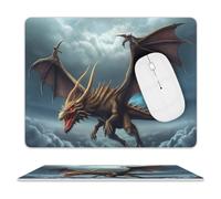 Flying Dragon Mouse Pad, 10 X 8 Inch PU Leather Mousepad with Smooth Surface, Square Waterproof Mouse Mat Non-Slip Ultra Thin Desk Pad for Gaming, Office & Home