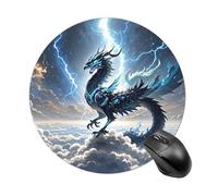 Flying Dragon Mouse Pad - Ultra Thin, 7.8 Inch Round Mousepad with Non-Slip Rubber Base, Waterproof Mouse Mat for Office, Gaming